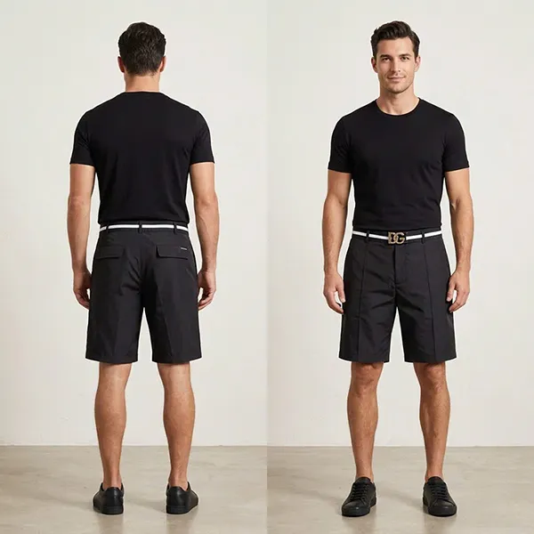 Quần Short Nam Dolce & Gabbana D&G Black Shorts With Interlocking Lettering M4C23T FUSFW Màu Đen Size 48