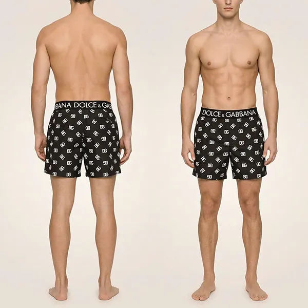 Quần Short Nam Dolce & Gabbana D&G Logo M4B45T HSMGJ Màu Đen/Trắng Size 4