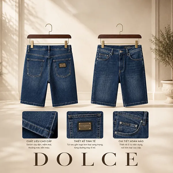 Quần Short Nam Dolce & Gabbana D&G Mirror Tag GWNXAD G8PO9 Màu Xanh Size 44