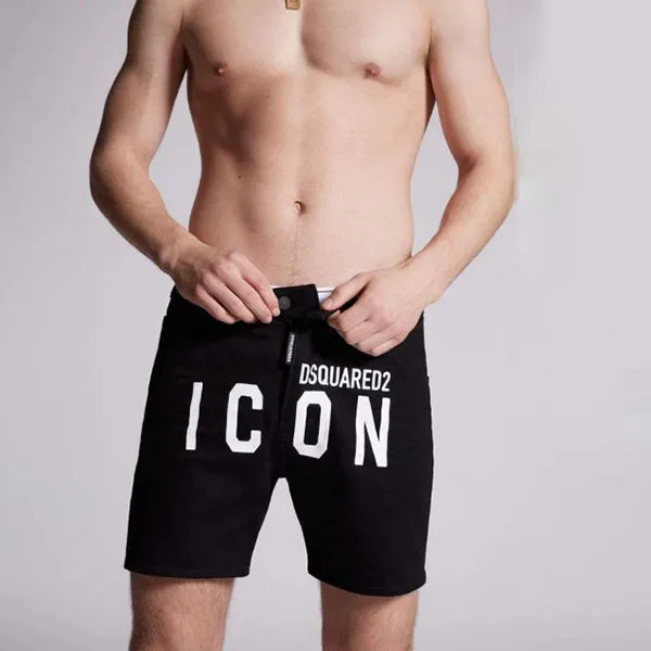 Quần Short Nam Dsquared2 Icon Print Black Màu Đen Size 44