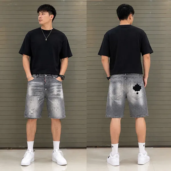 Quần Short Nam Dsquared2 Washed And Torn Both Thighs S74MU0607 S30342 Màu Xám Size 44