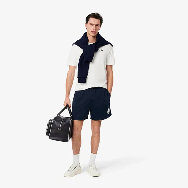 Quần Short Nam Lacoste Relaxed Fit Graphic Mesh GH9742 166 Màu Xanh Navy Size 3