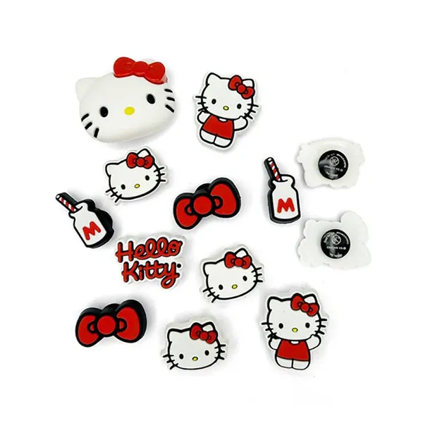 Set 13 Charm Cho Dép Crocs Jibbitz Hello Kitty Red Màu Đỏ Trắng