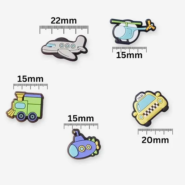 Set 2 Vỉ Charm Cho Dép Crocs Jibbitz Tiny Vehicles Phối Màu (10 Chiếc)