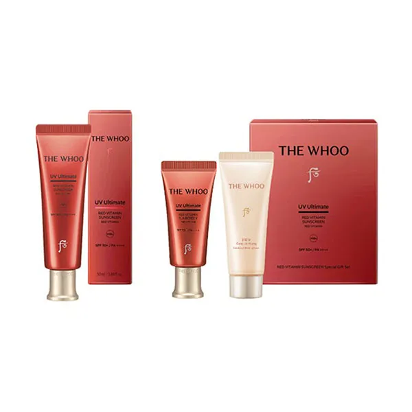 Set Kem Chống Nắng Và Sữa Rửa Mặt Whoo UV Ultimate Red Vitamin Sunscreen SE (3 Món)