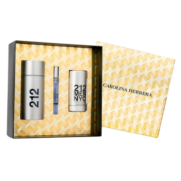 Set Nước Hoa Nam Carolina Herrera 212 NYC Men EDT 100ml + EDT 10ml + Deodorant Stick 75ml