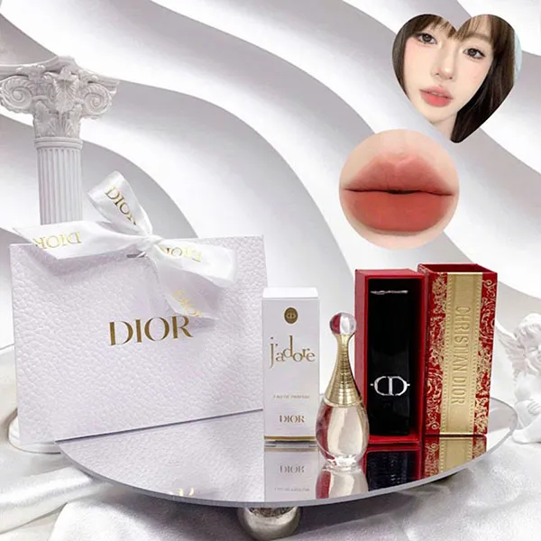 Set Nước Hoa Nữ Dior J'adore EDP + Son 314 Grand Bal Unbox Kèm Box Đỏ + Túi Giấy