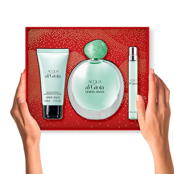 Set Nước Hoa Nữ Giorgio Armani Acqua Di Gioia (EDP 100ml + Mini 10ml + Body Lotion 50ml) Tươi Mát