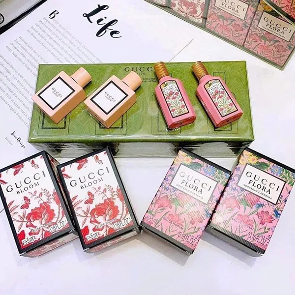 Set Nước Hoa Nữ Gucci Bloom + Flora Gorgeous Gardenia EDP Mini (4 x 5ml)