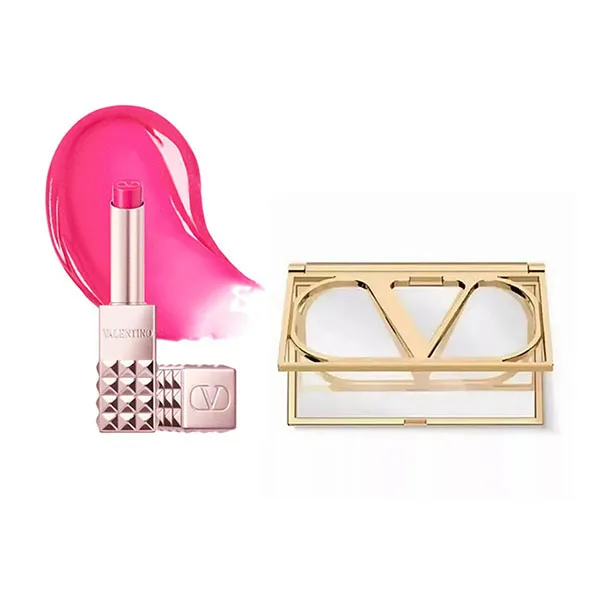 Set Son Dưỡng + Gương Valentino Spike Disco Lip Balm 302R Extra Pink Màu Hồng Tươi