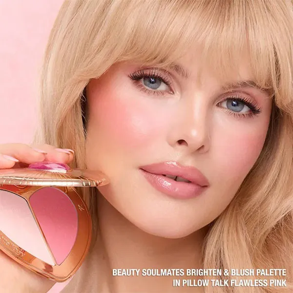 Set Trang Điểm Xịt Khóa Nền + Phấn Má Charlotte Tilbury Airbrush Flawless Setting Spray 34ml + Palette Flawless Pink