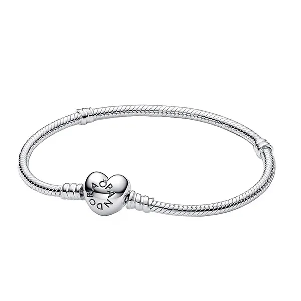 Set Vòng Đeo Tay + Hạt Vòng Charm Pandora 590719 + 792377C00 + 793512C01 Màu Bạc/Xanh Size 17