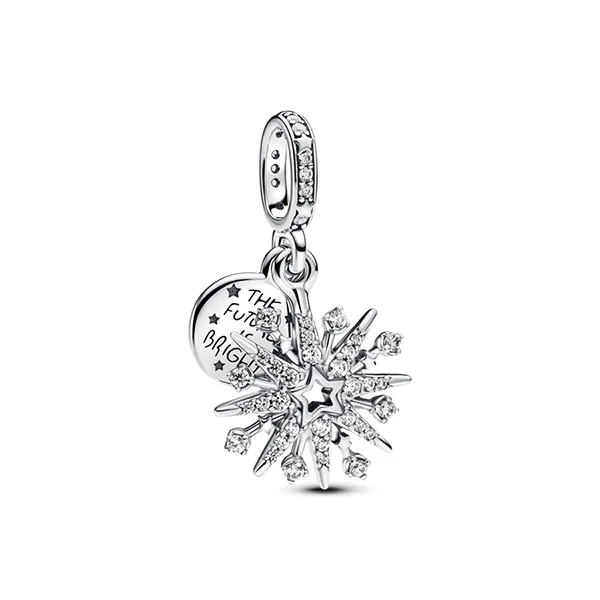 Set Vòng Đeo Tay + Hạt Vòng Charm Pandora 590719 + 792377C00 + 793512C01 Màu Bạc/Xanh Size 17