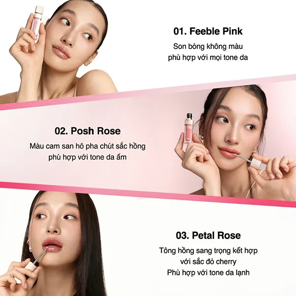 Son Bóng D'Alba Plumping Lip Glow Volumizer 01 Feeble Pink Màu Hồng Nhạt