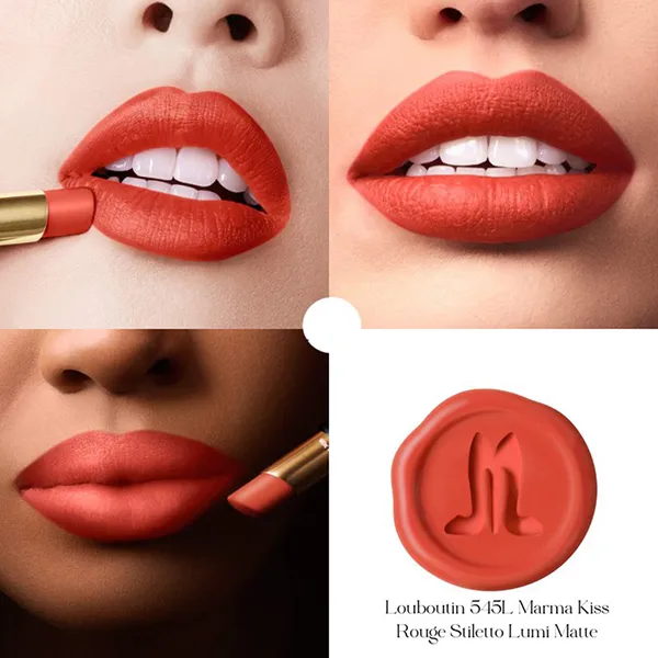 Son Christian Louboutin Rouge Stiletto Lumi Matte 545L Marma Kiss Màu Cam Cháy