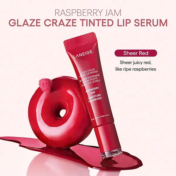 Son Dưỡng Laneige Glaze Craze Tinted Lip Serum Raspberry Jam Màu Đỏ Dâu 12g