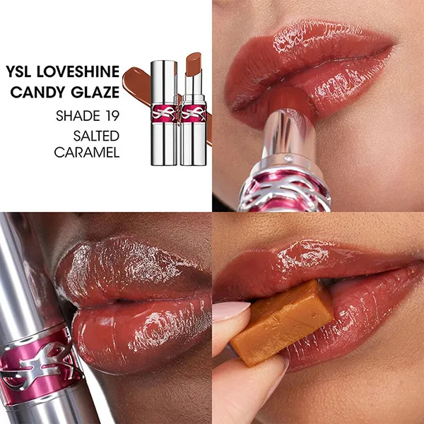 Son Dưỡng YSL Loveshine Candy Glaze Lipstick 19 Salted Caramel Màu Nâu Caramel Mini 1g