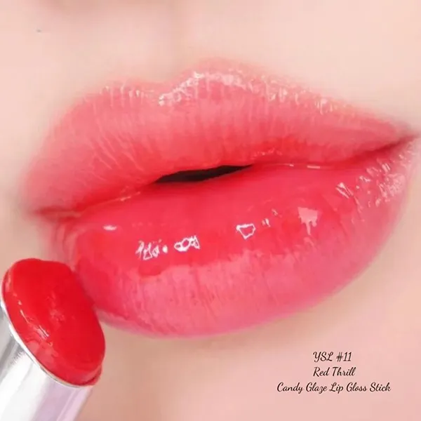 Son Dưỡng Yves Saint Laurent YSL Lip Rouge Volupte Candy Glaze 11 Red Thrill Màu Đỏ Cam