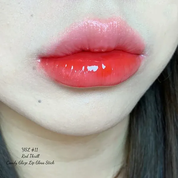Son Dưỡng Yves Saint Laurent YSL Rouge Volupte Candy Glaze Màu 11 Red Thrill Đỏ Cam