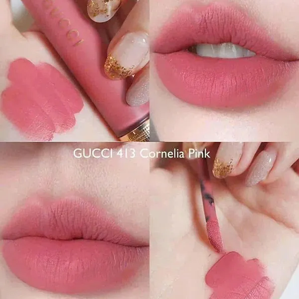 Son Kem Lì Gucci Rouge Liquid Matte Màu 413 Cornelia Hồng Khô