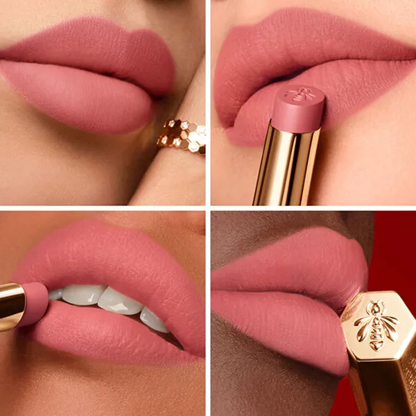 Son Lì Guerlain Kisskiss Honey Infused Intense Lipstick 335 Light Rose Màu Hồng Nude