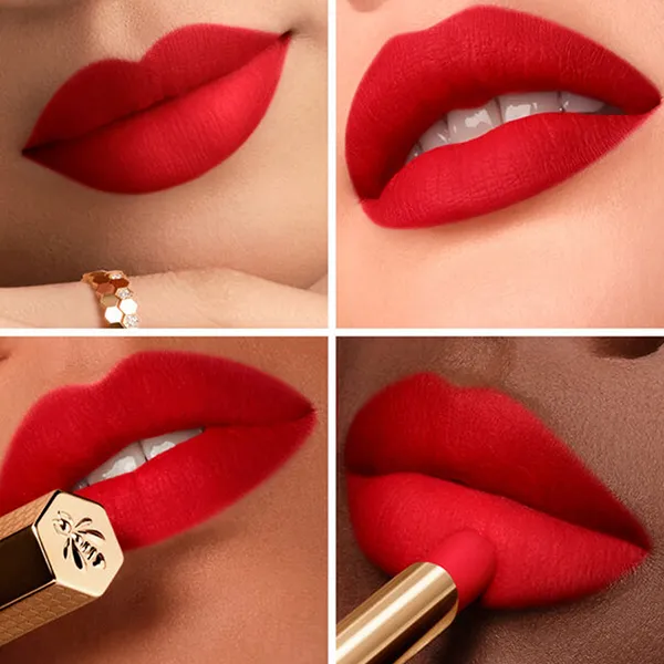 Son Lì Guerlain Kisskiss Honey Infused Intense Lipstick 510 Petal Red Màu Đỏ Hồng