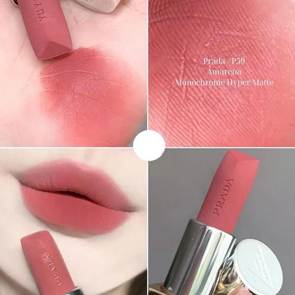 Son Prada Monochrome Hyper Matte P59 Amarena Màu Hồng Khô