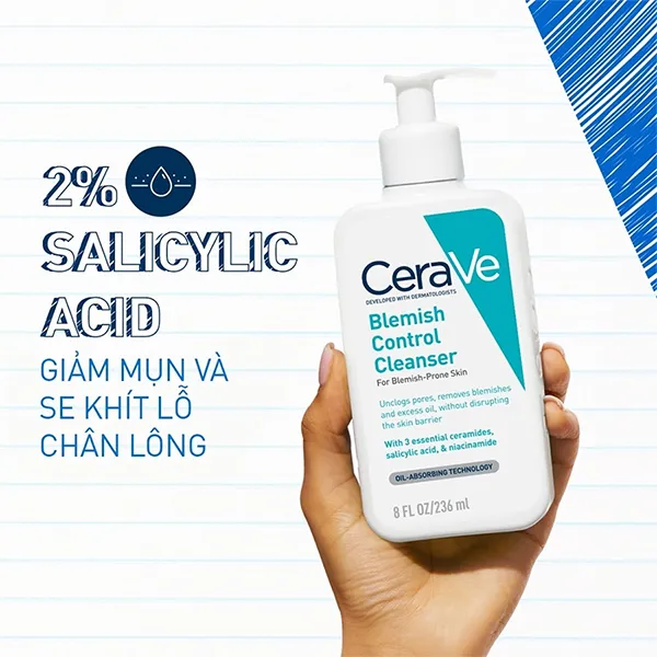 Sữa Rửa Mặt Cho Da Dầu Mụn Cerave Blemish Control Cleanser 236ml