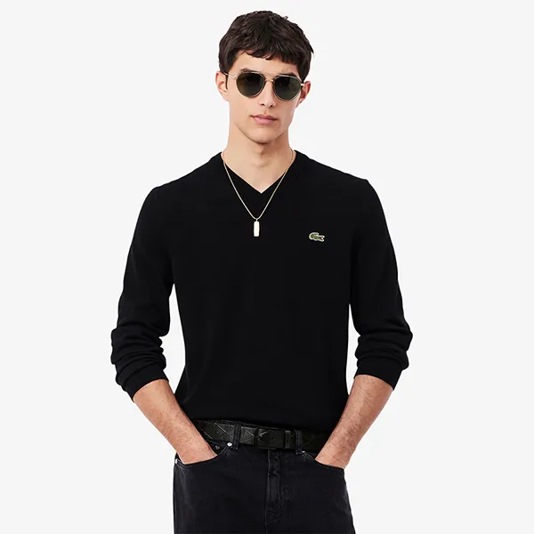 Thắt Lưng Nam Lacoste Men's Monogram Leather Belt RC4093 000 Màu Đen Size 100