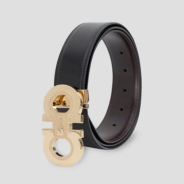 Thắt Lưng Salvatore Ferragamo Gold Logo Black 670128-0772394 Màu Đen Vàng Size 105