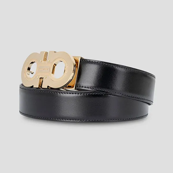 Thắt Lưng Salvatore Ferragamo Gold Logo Black 670128-0772394 Màu Đen Vàng Size 105