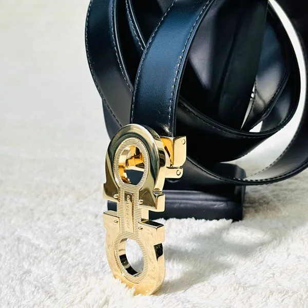 Thắt Lưng Salvatore Ferragamo Gold Logo Black 670128-0772394 Màu Đen Vàng Size 105