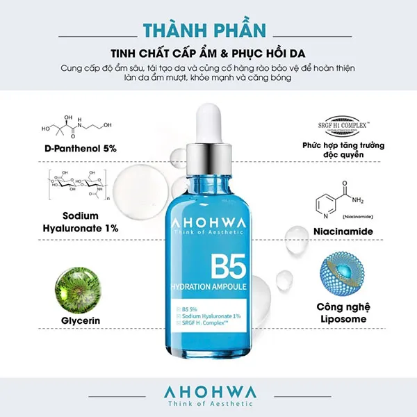 Tinh Chất Cấp Ẩm Và Phục Hồi Da Ahohwa Hydration Ampoule B5, 30ml