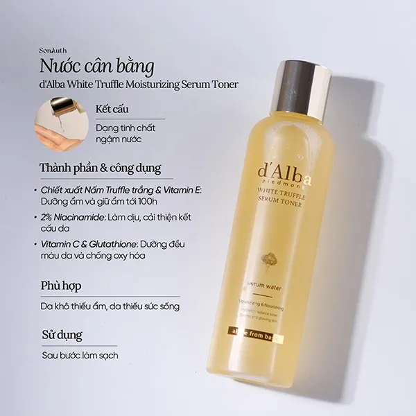 Toner Hỗ Trợ Dưỡng Ẩm Và Làm Sáng Da D'Alba Vita Toning Serum Toner 180ml