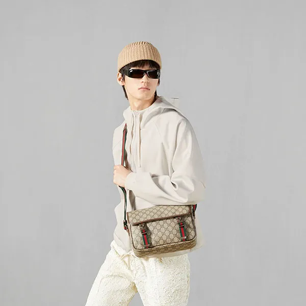 Túi Đeo Chéo Nam Gucci Messenger Bag Beige Ebony 816953 FAD8C 1049 Màu Be Nâu