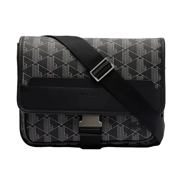 Túi Đeo Chéo Nam Lacoste The Blend Monogram Flap Close Large Purse NH4411LX Màu Đen