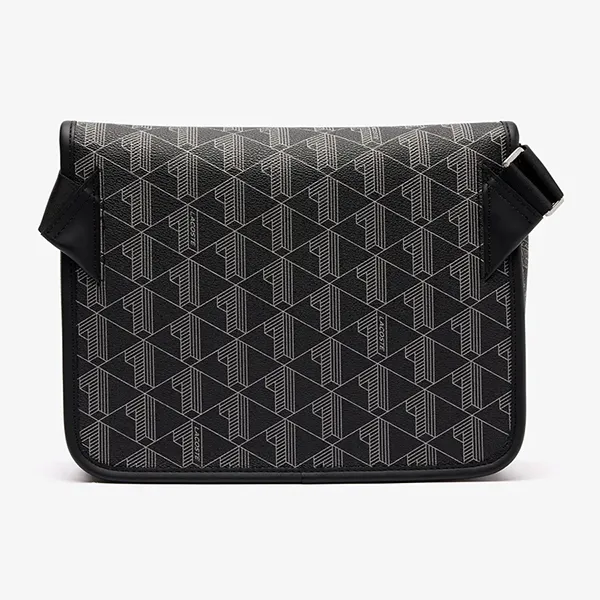 Túi Đeo Chéo Nam Lacoste The Blend Monogram Flap Close Large Purse NH4411LX Màu Đen