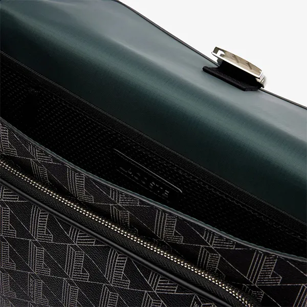 Túi Đeo Chéo Nam Lacoste The Blend Monogram Flap Close Large Purse NH4411LX Màu Đen