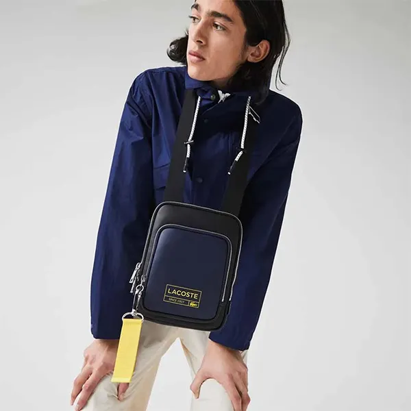 Túi Đeo Chéo Nam Lacoste Men's Statement Smooth Leather Crossover Bag Màu Xanh Đen