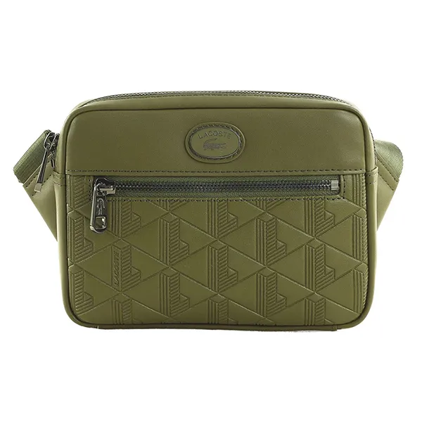 Túi Đeo Chéo Nam Lacoste Monogram Reporter Bag NH4401MR N62 Màu Xanh Rêu