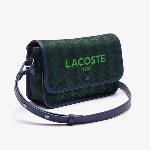 Túi Đeo Chéo Nữ Lacoste Women's Heritage Crossbody Bag With Fold Over Flap Jacquard Material NF4513HK N01 Màu Xanh Green