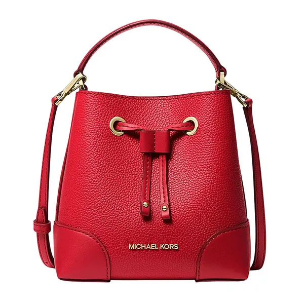 Túi Đeo Chéo Nữ Michael Kors MK Mercer Small Pebbled Leather Bucket Bag 35R3GM9M1L Màu Đỏ