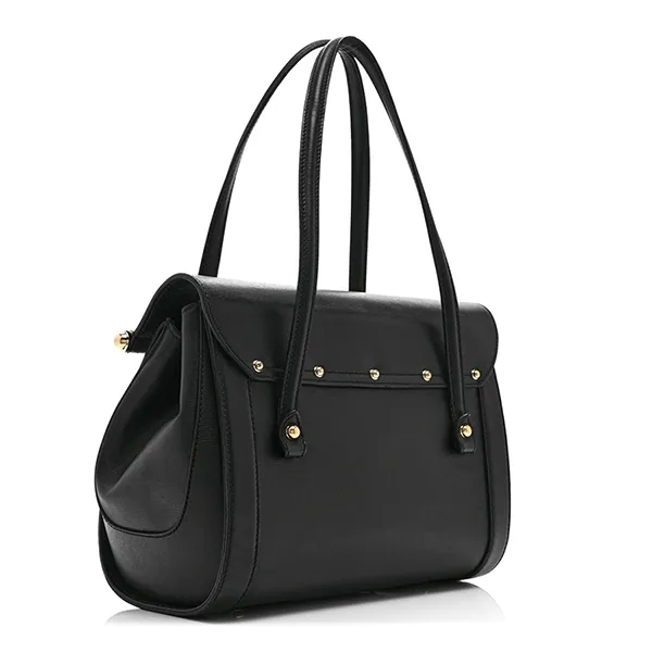 Túi Đeo Vai Nữ Gucci Calfskin Bamboo Bullet Top Handle Bag Black Màu Đen