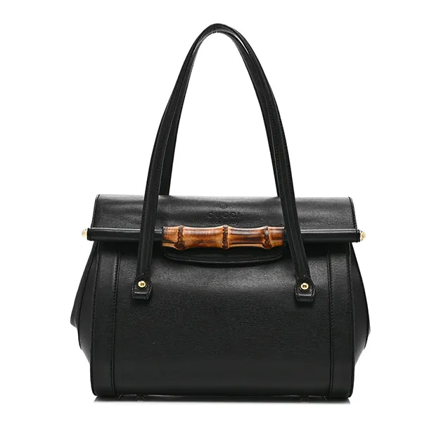 Túi Đeo Vai Nữ Gucci Calfskin Bamboo Bullet Top Handle Bag Black Màu Đen