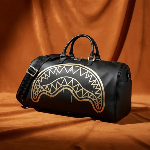Túi Trống Du Lịch Sprayground That Gold Drap Weekender Travel Bag Màu Đen