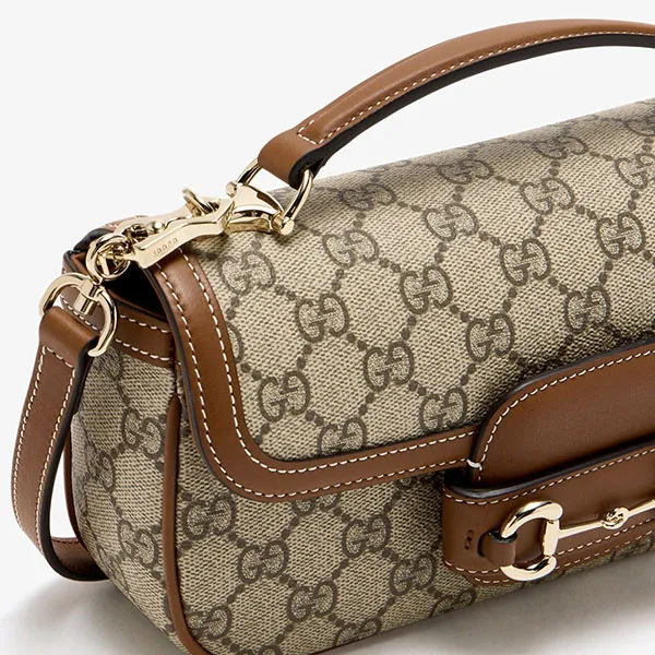 Túi Xách Tay Nữ Gucci Horsebit 1955 Soft Small Top-Handle Bag Màu Be Nâu