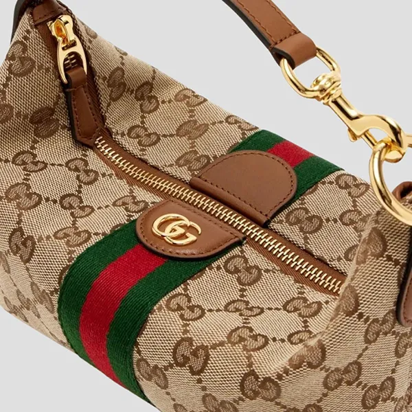 Túi Xách Tay Nữ Gucci Vanity Mini Bag Beige Brown GG Canvas 861775 FAFUF 9870 Màu Nâu Be