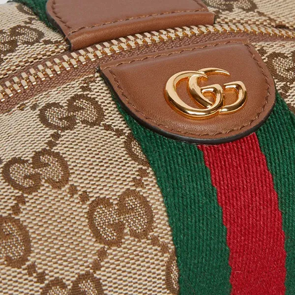 Túi Xách Tay Nữ Gucci Vanity Mini Bag Beige Brown GG Canvas 861775 FAFUF 9870 Màu Nâu Be