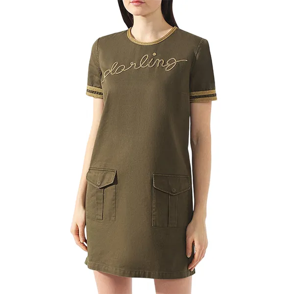 Váy Liền Nữ Yves Saint Laurent YSL Cotton Dress Màu Khaki Size 38FR