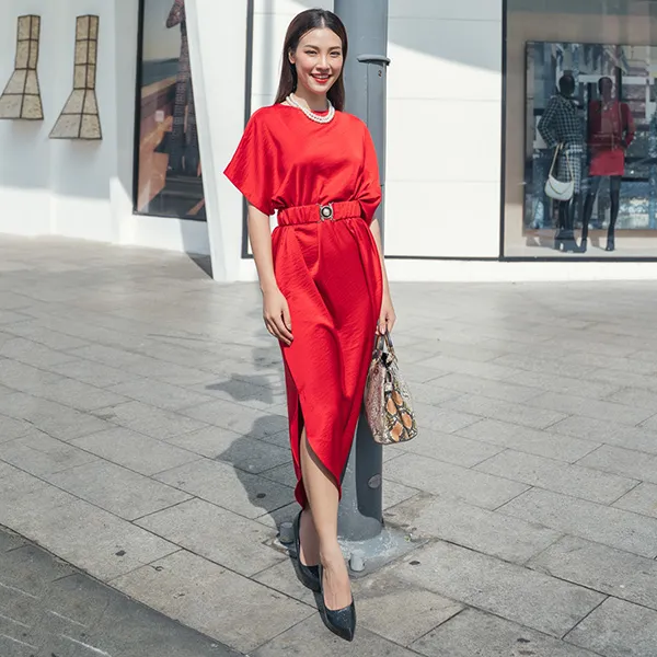 Váy Lụa Nữ F2 Fashion & Freedom City Girl D745-DO-S-0823 Màu Đỏ Size S